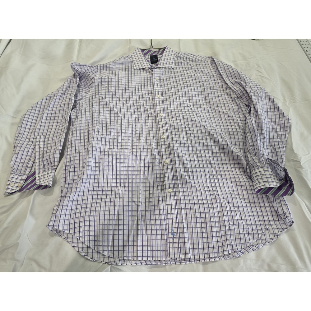Taylorbyrd Mens Long Sleeve Shirt 2xl Purple And White Plaid